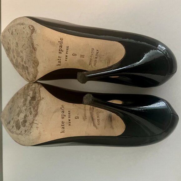 Kate Spade Vivian Black Patent Leather Pumps Heels Pointy Toe Shoe 9 - Picture 9 of 9